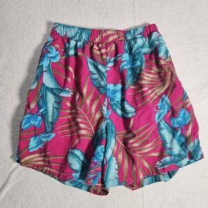 California Krush Floral Shorts Women's Large, Fushia And Teal